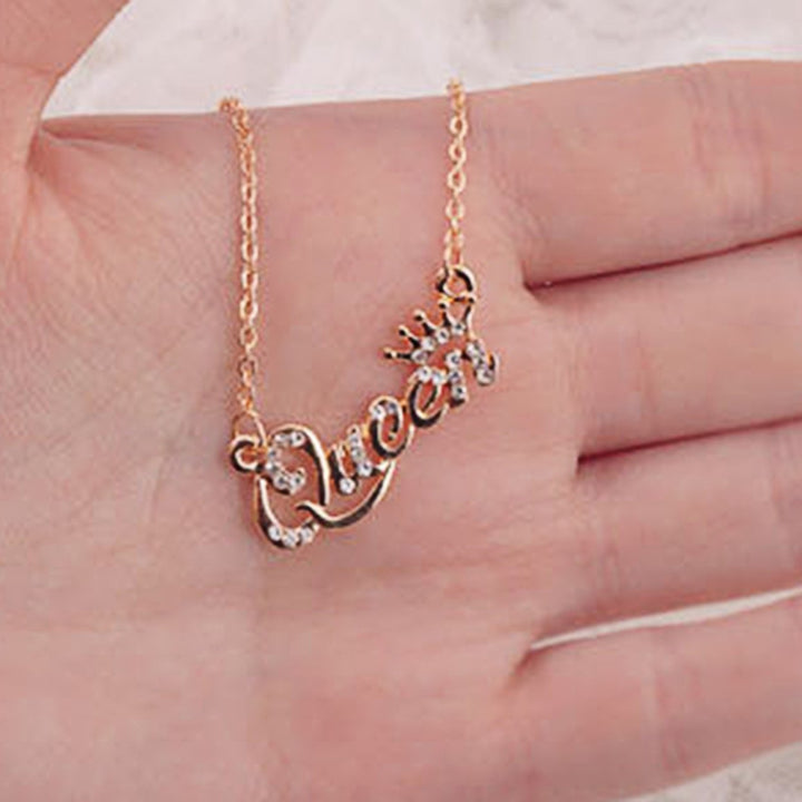 Shining Rhinestone Charming Girls Necklace Luxury Queen Crown Chain Necklace Jewelry Accessories Image 7