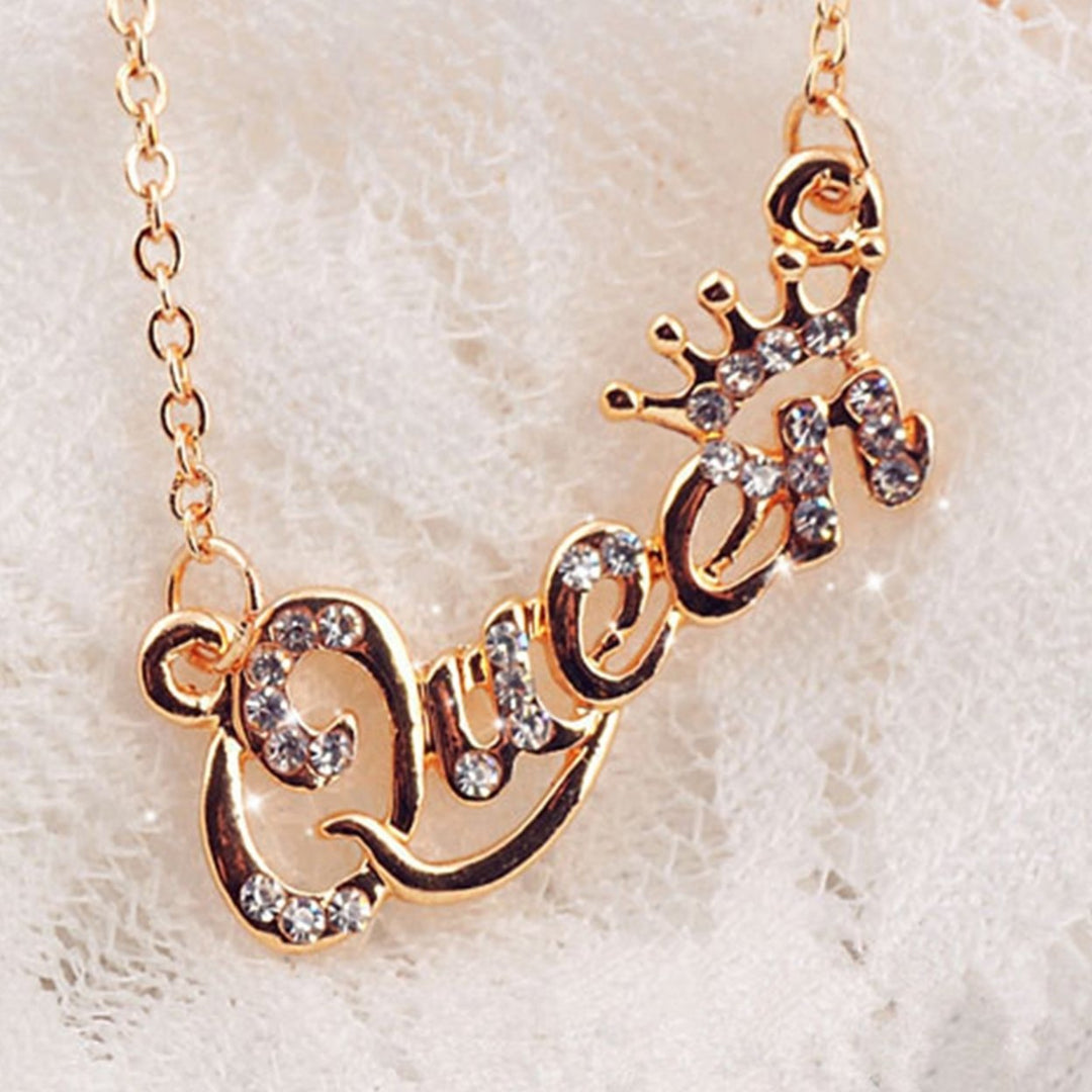 Shining Rhinestone Charming Girls Necklace Luxury Queen Crown Chain Necklace Jewelry Accessories Image 8