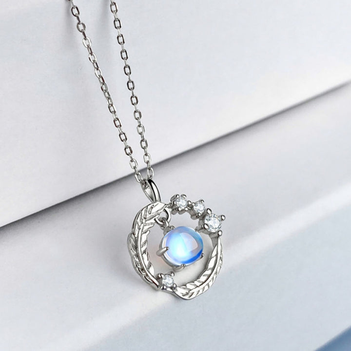 Women Necklace Moonstone Wing Design Jewelry Wear Resistant Pendant Necklace for Party Image 2