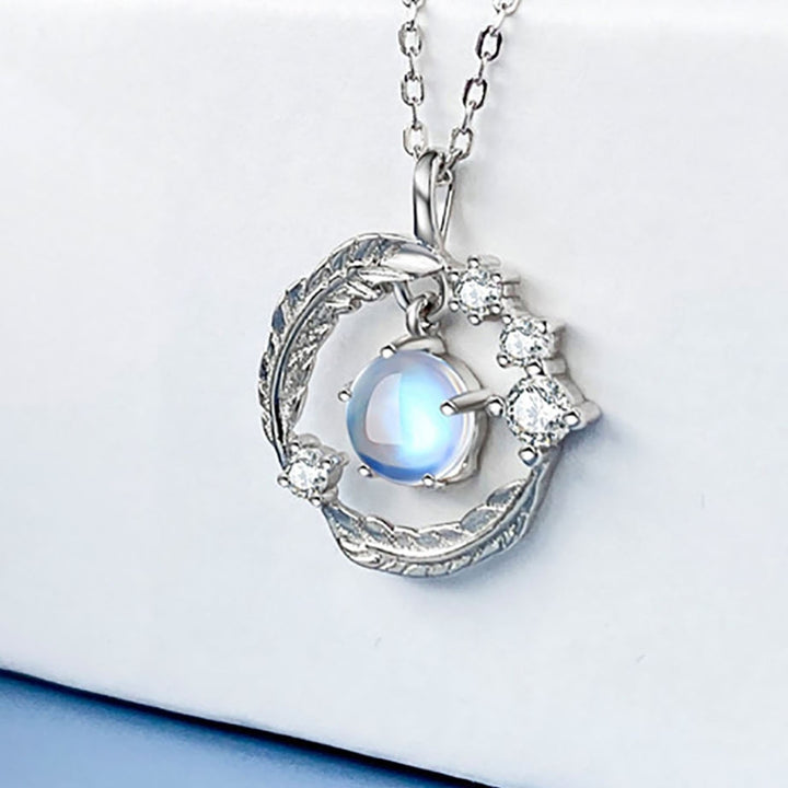 Women Necklace Moonstone Wing Design Jewelry Wear Resistant Pendant Necklace for Party Image 11