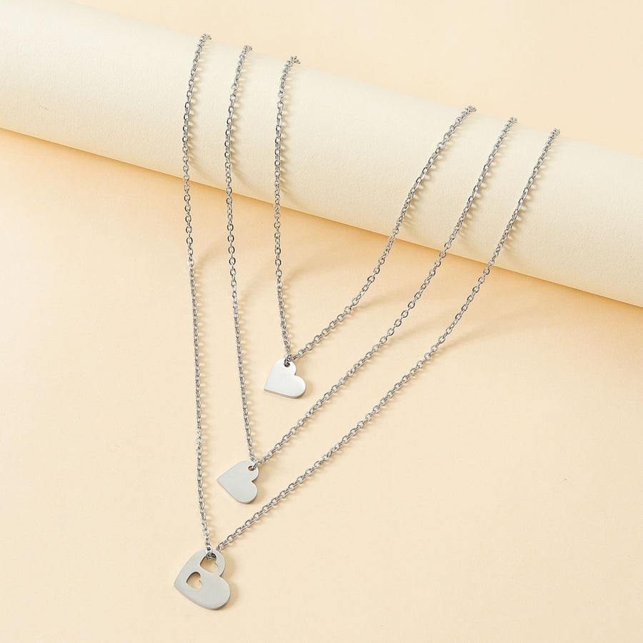 3Pcs Women Necklaces Hollow Out Heart Jewelry Exquisite Adjustable Pendant Necklaces for Mothers Day Image 1