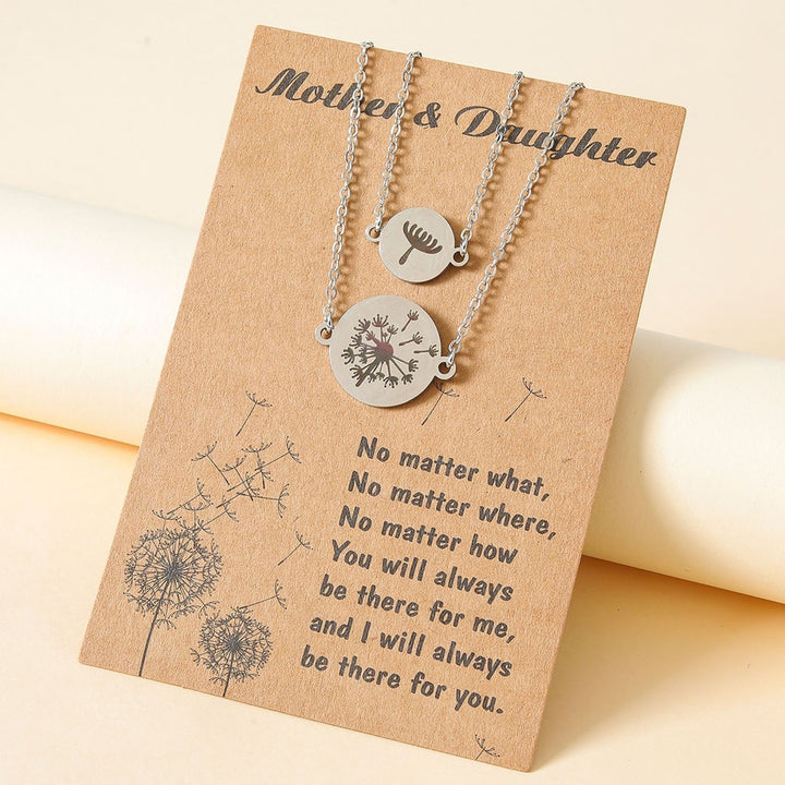 2Pcs Parent-child Necklace Dandelion Carving Jewelry Exquisite Adjustable Pendant Necklaces for Mothers Day Image 1