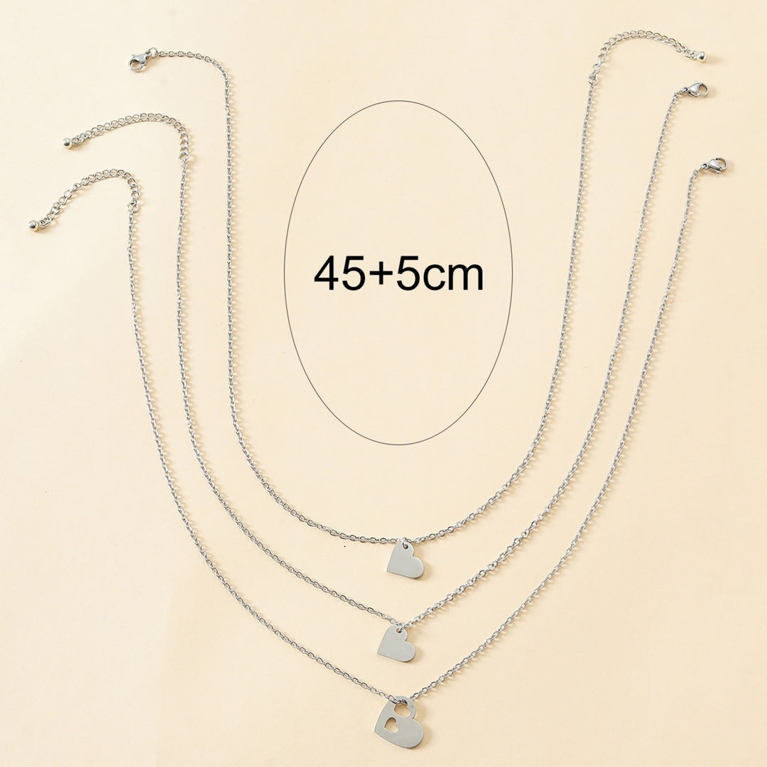 3Pcs Women Necklaces Hollow Out Heart Jewelry Exquisite Adjustable Pendant Necklaces for Mothers Day Image 6