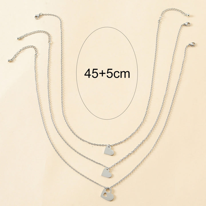 3Pcs Women Necklaces Hollow Out Heart Jewelry Exquisite Adjustable Pendant Necklaces for Mothers Day Image 6