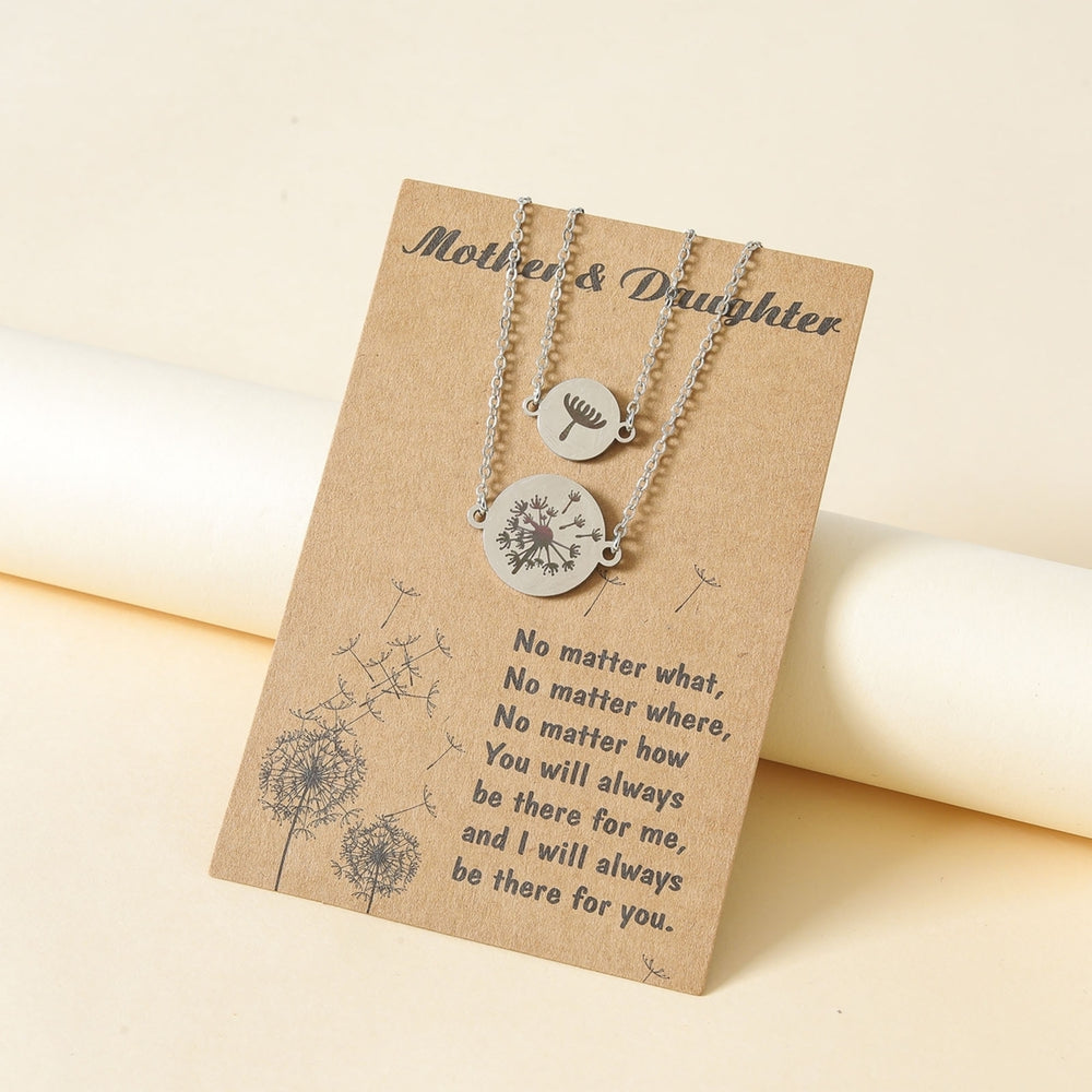 2Pcs Parent-child Necklace Dandelion Carving Jewelry Exquisite Adjustable Pendant Necklaces for Mothers Day Image 2