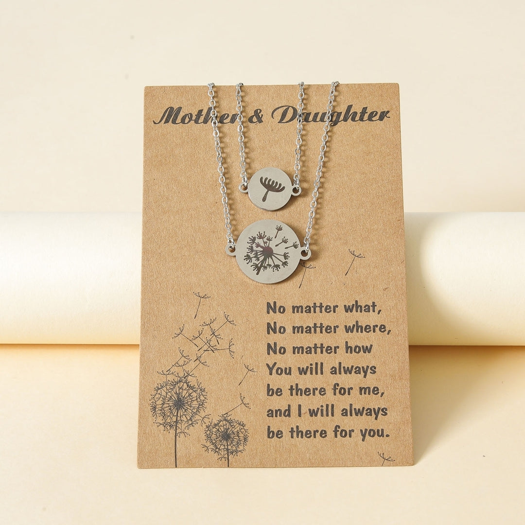 2Pcs Parent-child Necklace Dandelion Carving Jewelry Exquisite Adjustable Pendant Necklaces for Mothers Day Image 3