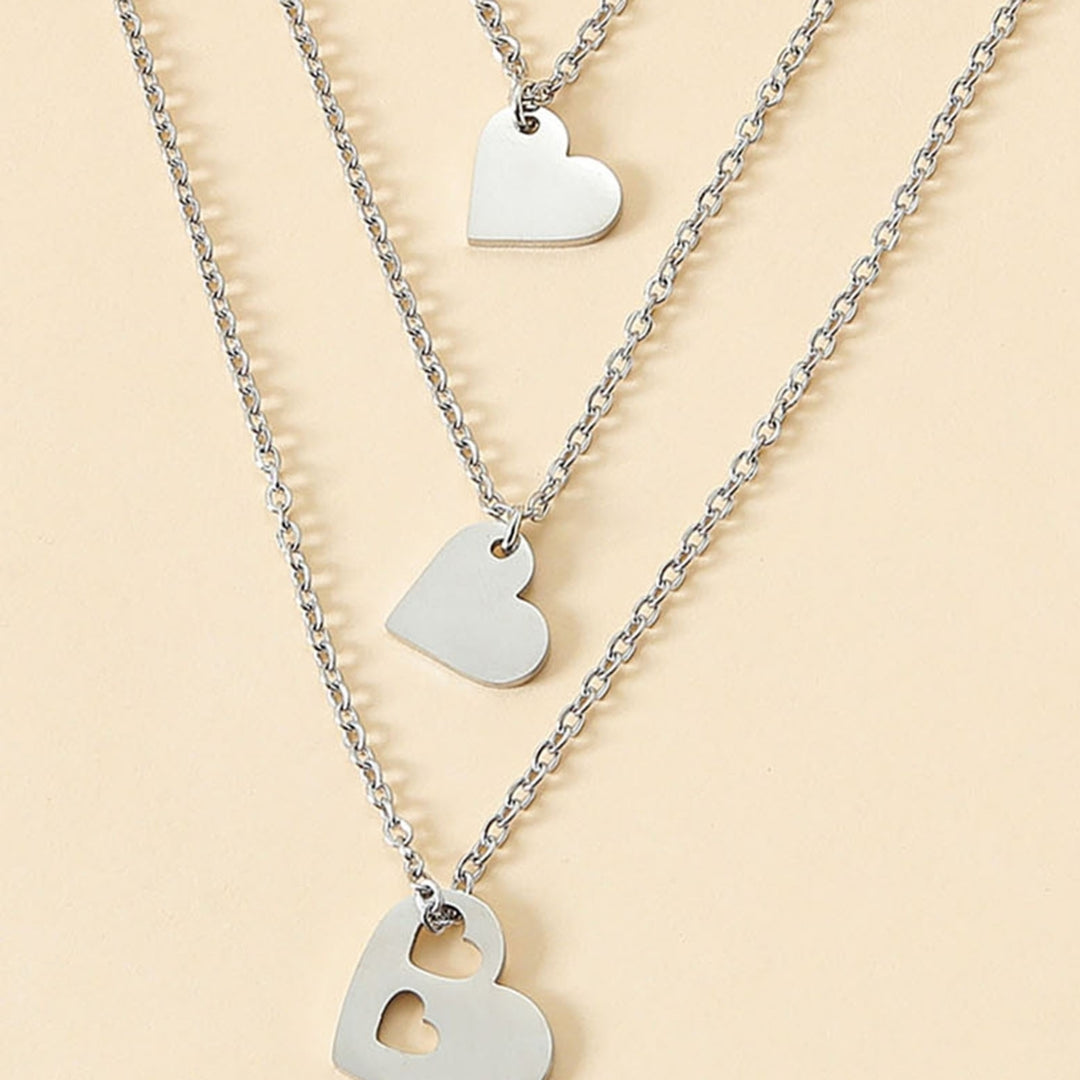 3Pcs Women Necklaces Hollow Out Heart Jewelry Exquisite Adjustable Pendant Necklaces for Mothers Day Image 9