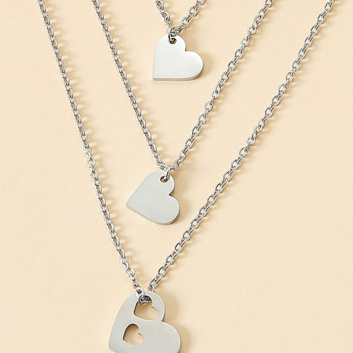 3Pcs Women Necklaces Hollow Out Heart Jewelry Exquisite Adjustable Pendant Necklaces for Mothers Day Image 9