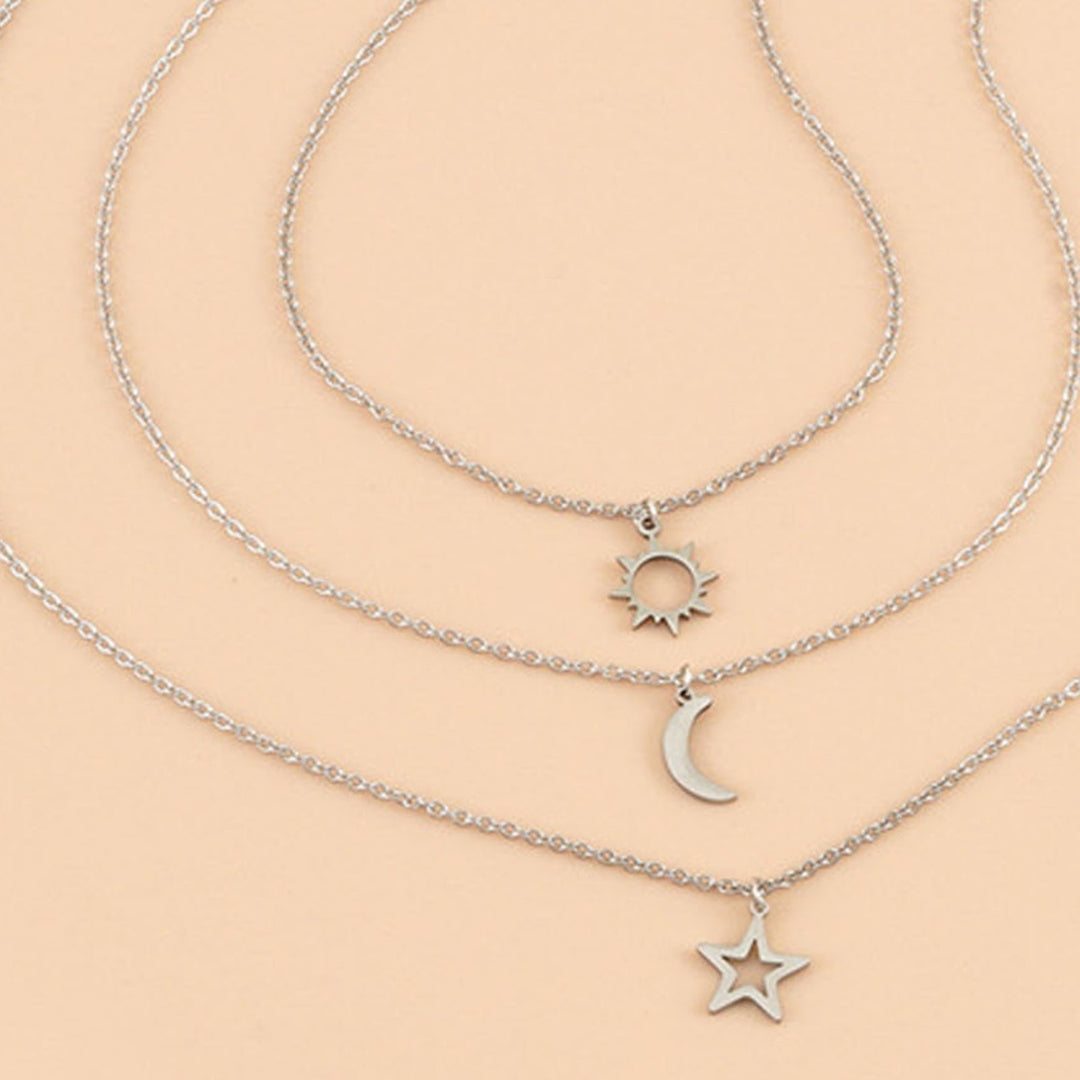 3Pcs Unisex Necklaces Sun Moon Star Adjustable Jewelry Exquisite Cute Clavicle Necklaces for Party Image 7