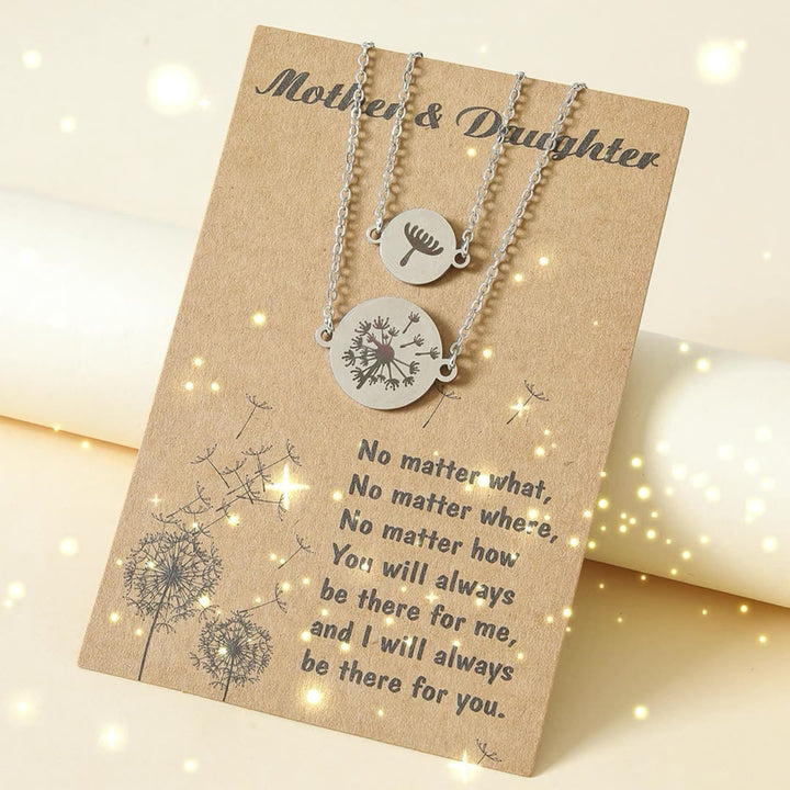 2Pcs Parent-child Necklace Dandelion Carving Jewelry Exquisite Adjustable Pendant Necklaces for Mothers Day Image 7