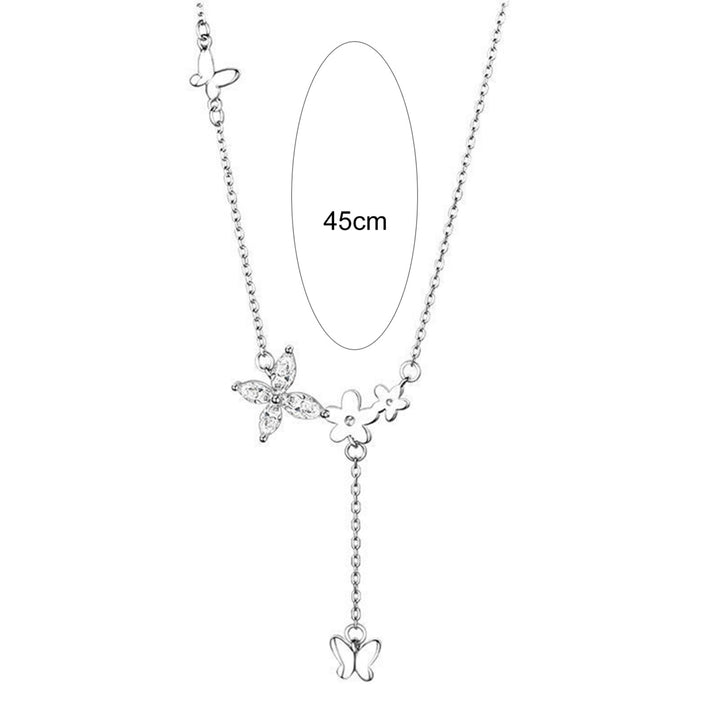 Artistic Ladies Necklace Polished Shining Butterfly Decor Clavicle Necklace for Party Image 6