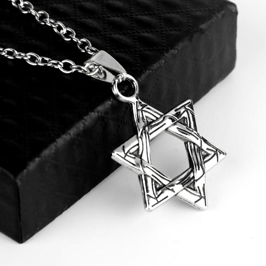 Men Necklace Solid Color Star Shape Hip-hop Style Retro Men Pendant for Daily Wear Image 1