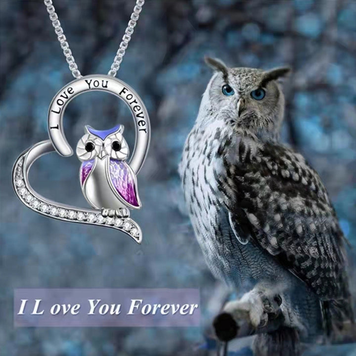 Women Necklace Heart Shape Dress Up Jewelry Owl Sculpture Bright Luster Necklace Fashion Gifts Image 2