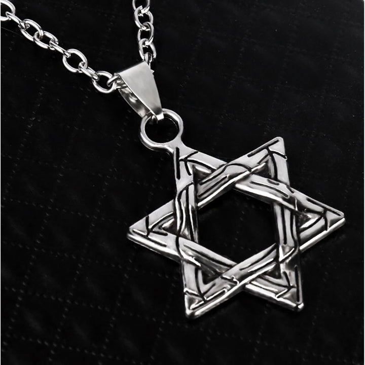 Men Necklace Solid Color Star Shape Hip-hop Style Retro Men Pendant for Daily Wear Image 3