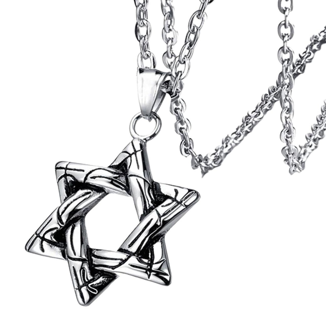 Men Necklace Solid Color Star Shape Hip-hop Style Retro Men Pendant for Daily Wear Image 4