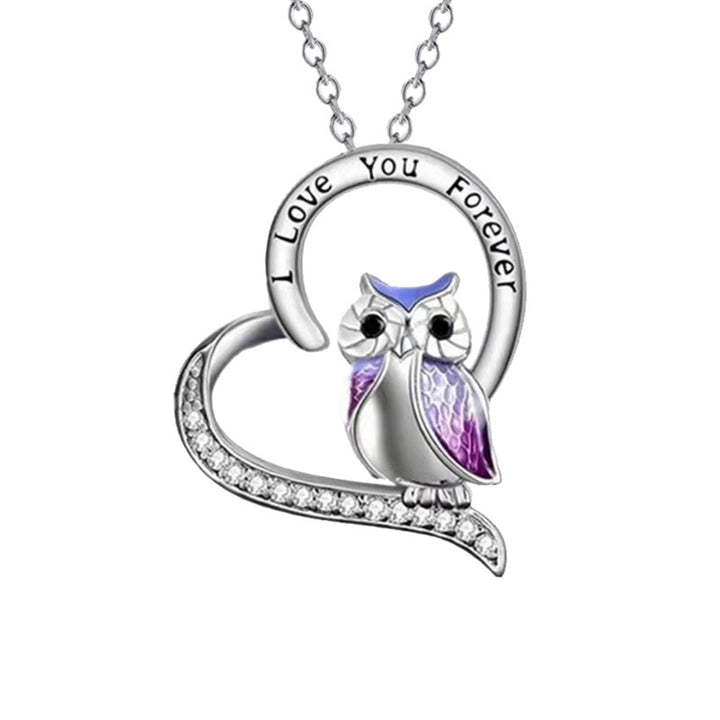 Women Necklace Heart Shape Dress Up Jewelry Owl Sculpture Bright Luster Necklace Fashion Gifts Image 4