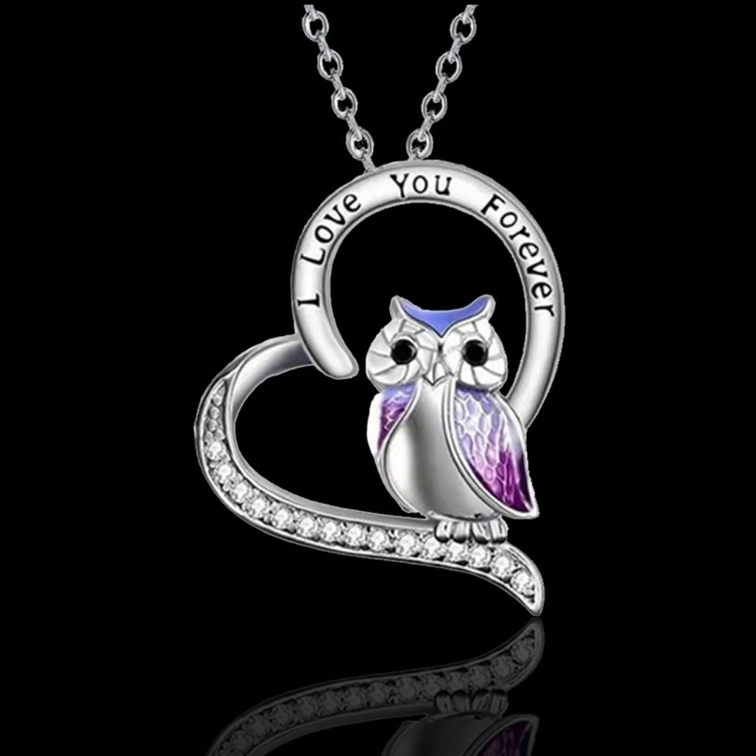 Women Necklace Heart Shape Dress Up Jewelry Owl Sculpture Bright Luster Necklace Fashion Gifts Image 7