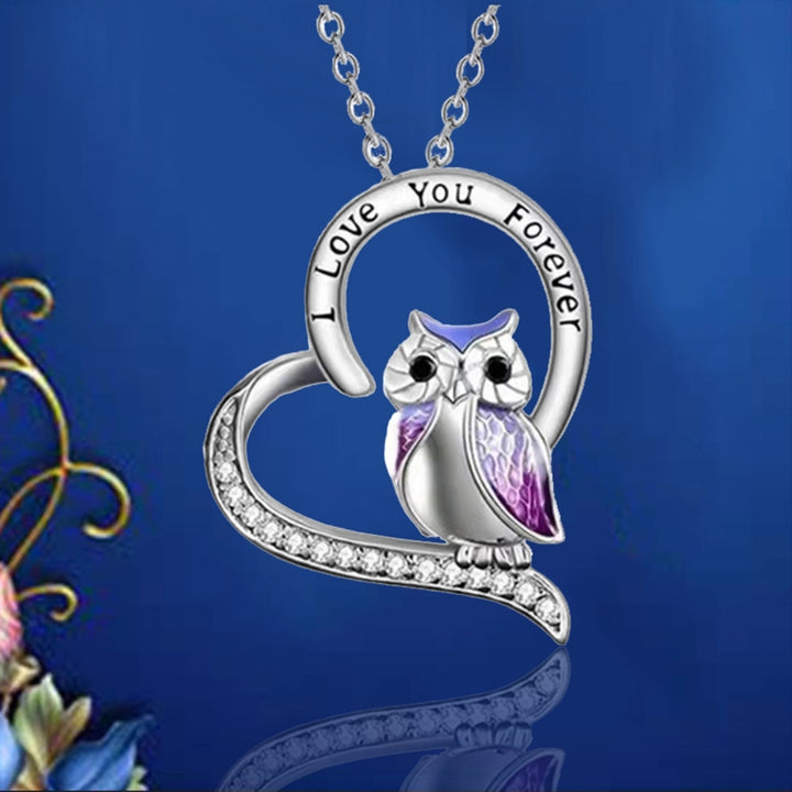 Women Necklace Heart Shape Dress Up Jewelry Owl Sculpture Bright Luster Necklace Fashion Gifts Image 8