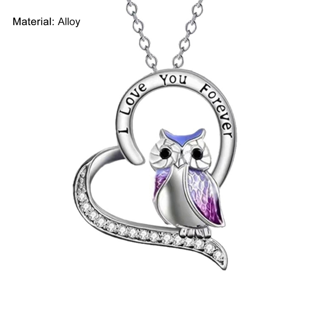 Women Necklace Heart Shape Dress Up Jewelry Owl Sculpture Bright Luster Necklace Fashion Gifts Image 12