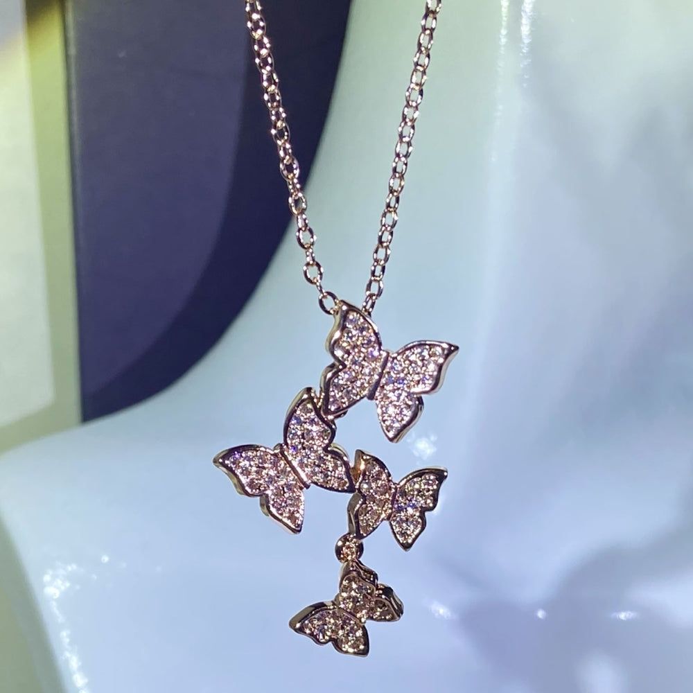 Women Necklace Butterfly Rhinestone Shiny Pendant Clavicle Chain Wedding Party Jewelry Gifts Image 2