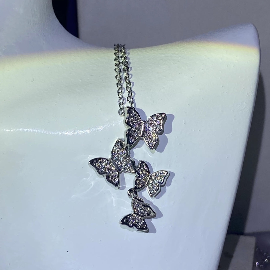 Women Necklace Butterfly Rhinestone Shiny Pendant Clavicle Chain Wedding Party Jewelry Gifts Image 4