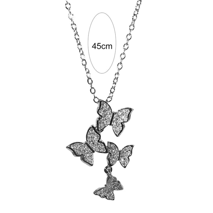 Women Necklace Butterfly Rhinestone Shiny Pendant Clavicle Chain Wedding Party Jewelry Gifts Image 6