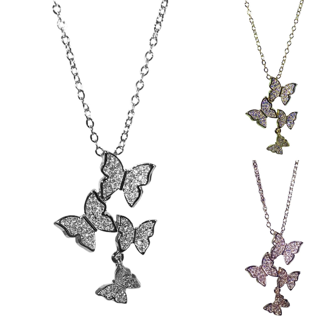 Women Necklace Butterfly Rhinestone Shiny Pendant Clavicle Chain Wedding Party Jewelry Gifts Image 7