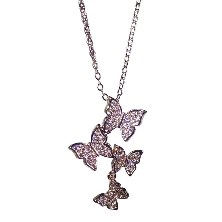 Women Necklace Butterfly Rhinestone Shiny Pendant Clavicle Chain Wedding Party Jewelry Gifts Image 1