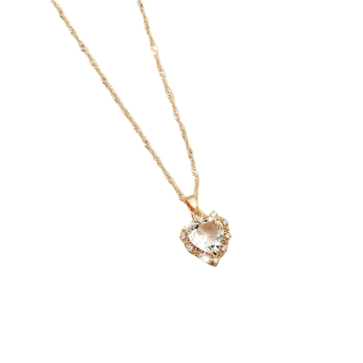 Women Necklace Shiny Rhinestone Luxurious Heart Shape Eye-catching Women Pendant for Prom Image 2