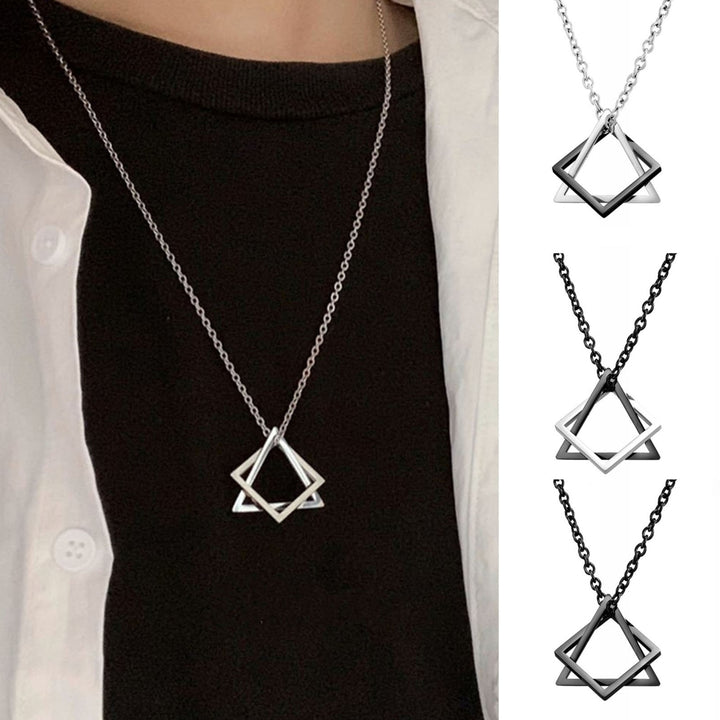 Men Necklace Contrast Color Triangle Shape Hip-hop Style Retro Men Pendant for Daily Wear Image 1