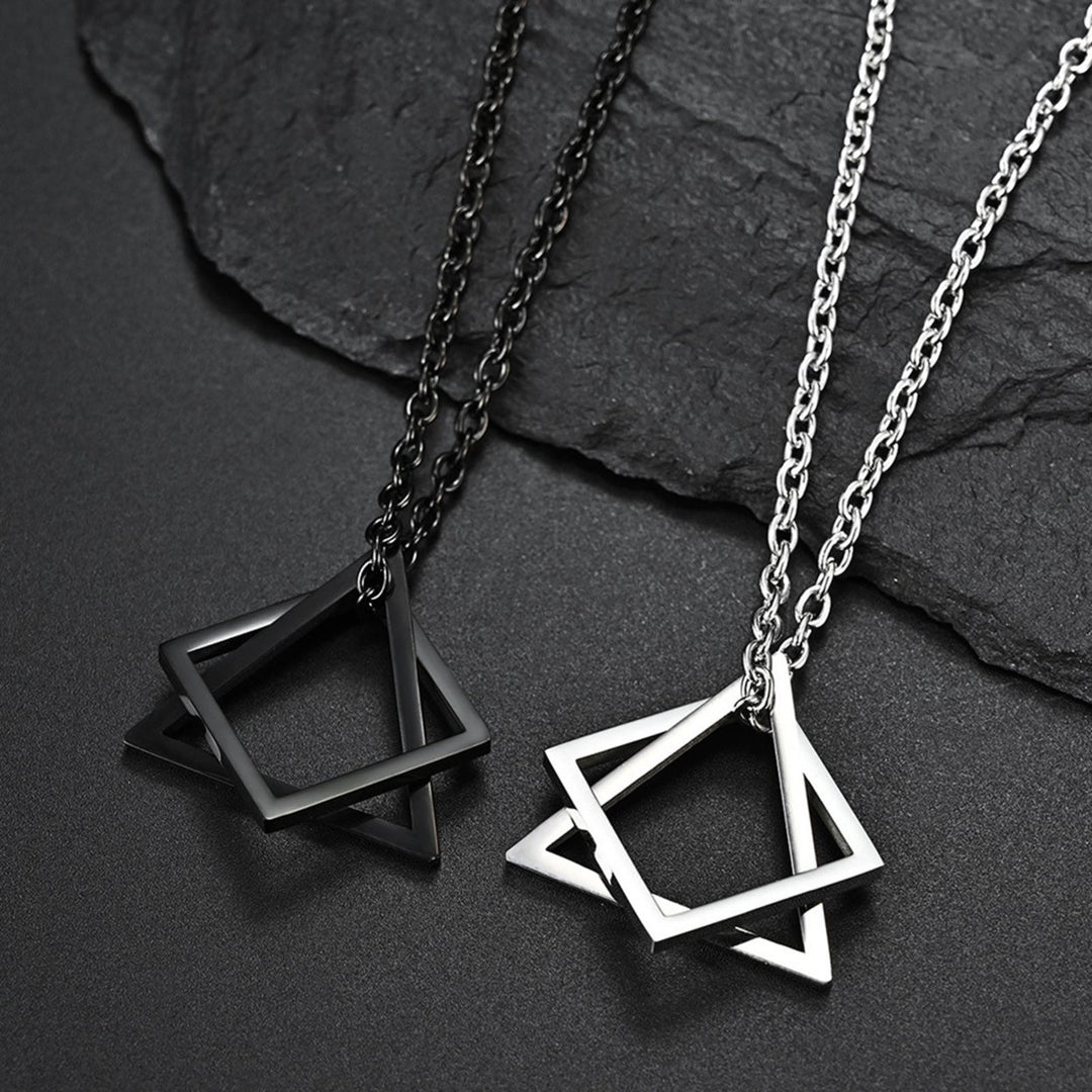 Men Necklace Contrast Color Triangle Shape Hip-hop Style Retro Men Pendant for Daily Wear Image 6