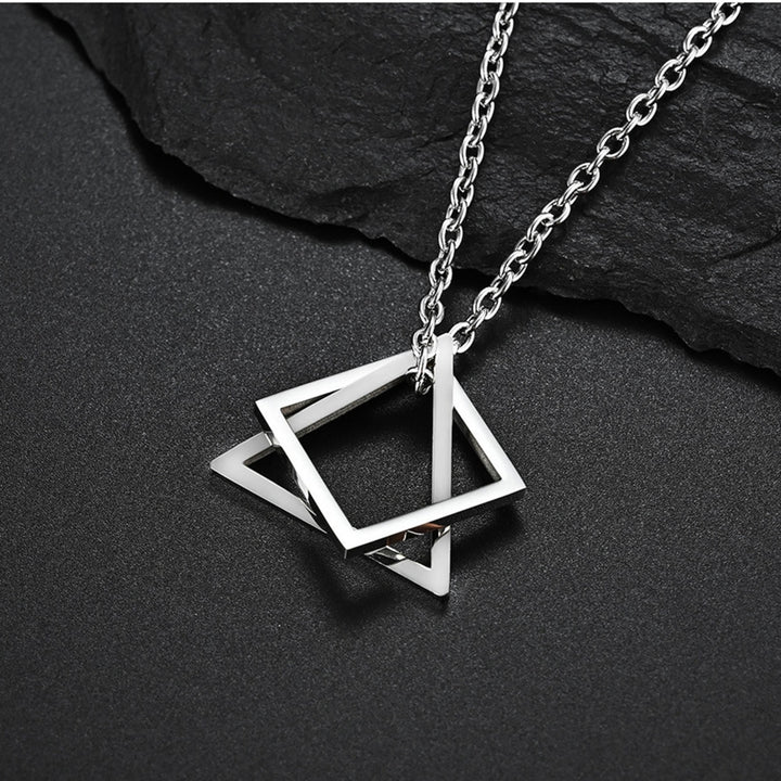 Men Necklace Contrast Color Triangle Shape Hip-hop Style Retro Men Pendant for Daily Wear Image 12