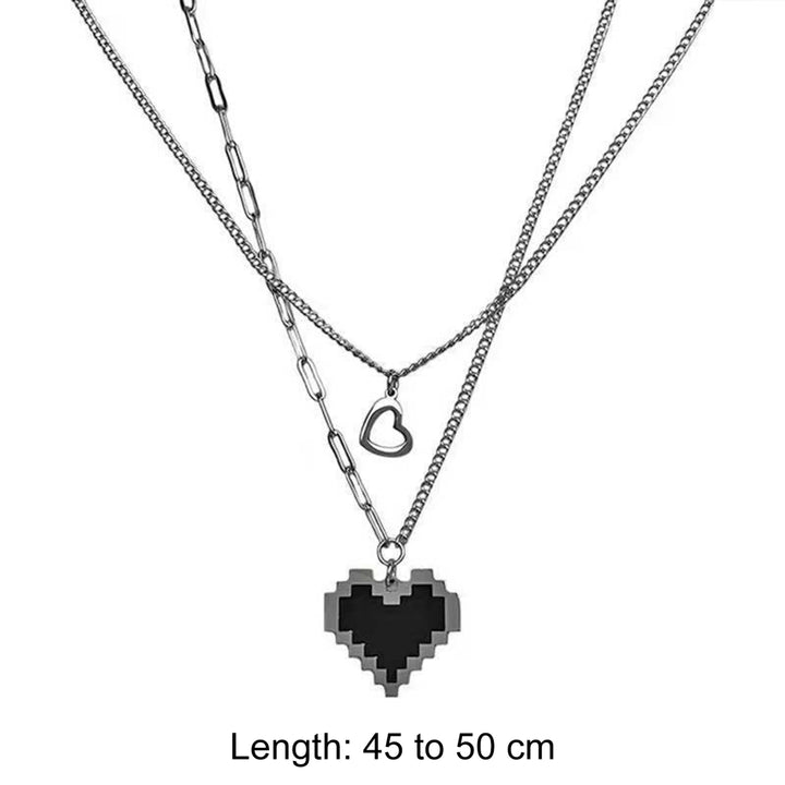 1 Set Pendant Necklace Dual Layer Rust-proof Alloy Fashion Women Necklace with Heart Pendant Decor for Girl Image 7