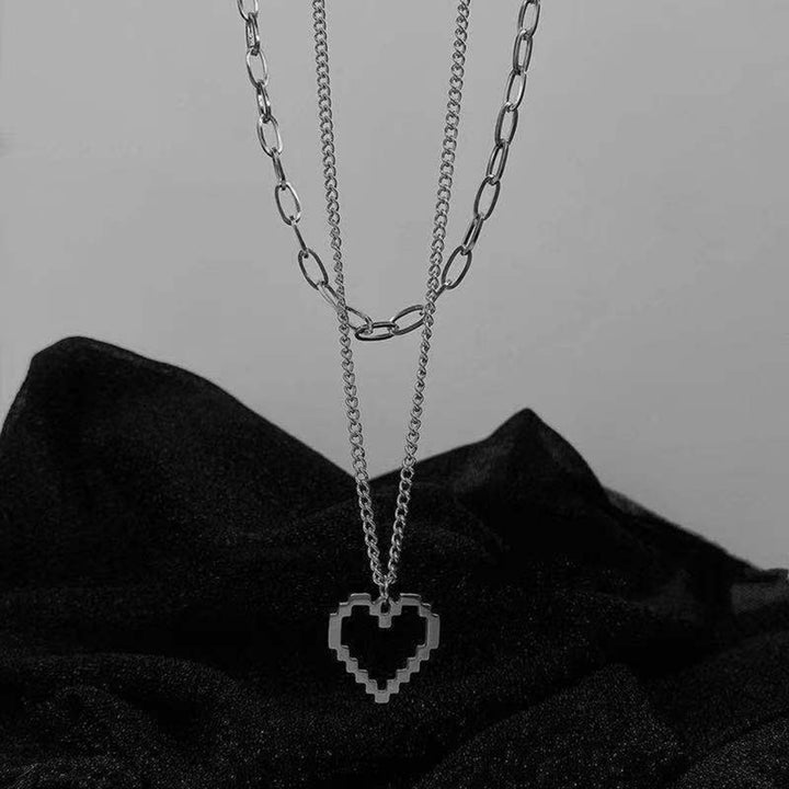 1 Set Pendant Necklace Dual Layer Rust-proof Alloy Fashion Women Necklace with Heart Pendant Decor for Girl Image 8