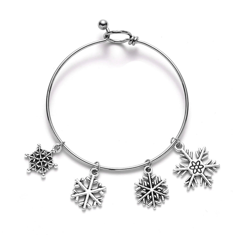 70Pcs Christmas Snowflake Charms 14 Styles Mixed DIY Antique Silver Pendants For Jewelry Making Image 2