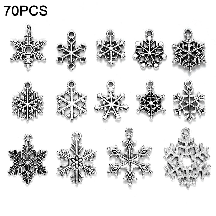 70Pcs Christmas Snowflake Charms 14 Styles Mixed DIY Antique Silver Pendants For Jewelry Making Image 6