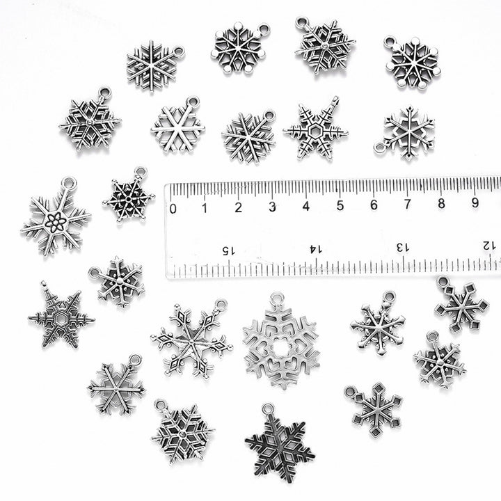 70Pcs Christmas Snowflake Charms 14 Styles Mixed DIY Antique Silver Pendants For Jewelry Making Image 7