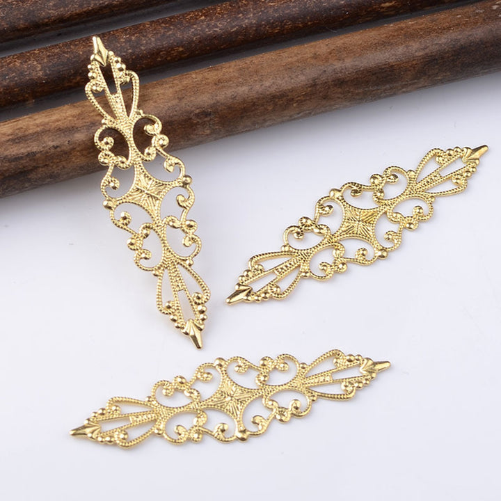 40Pcs Brass Slice Hollow Exquisite Copper Multipurpose Brass Pendants for Necklace Making Image 9