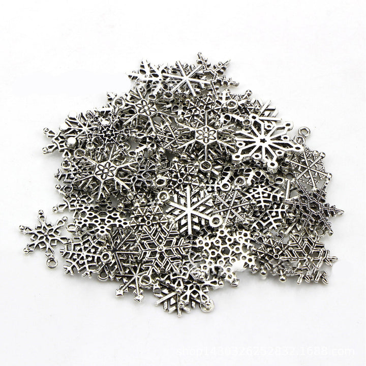 70Pcs Christmas Snowflake Charms 14 Styles Mixed DIY Antique Silver Pendants For Jewelry Making Image 10