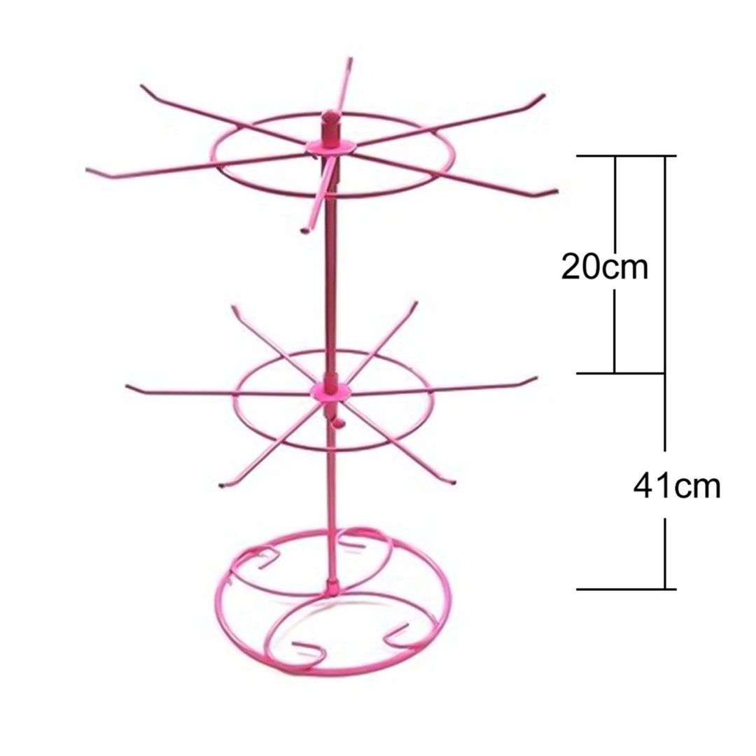 2 Tiers Rotating Detachable Metal Necklace Bracelet Jewelry Display Rack Stand Image 6