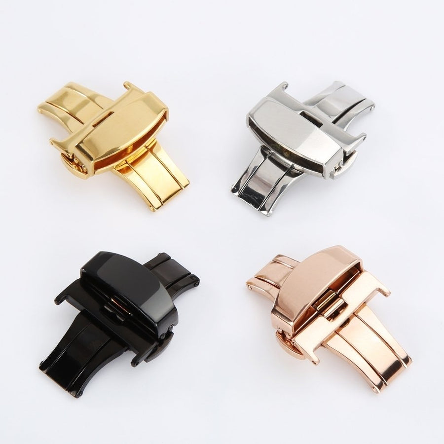 Stainless Steel Flip Lock Butterfly Deployment Clasp Watch Deployant Buckle Image 1
