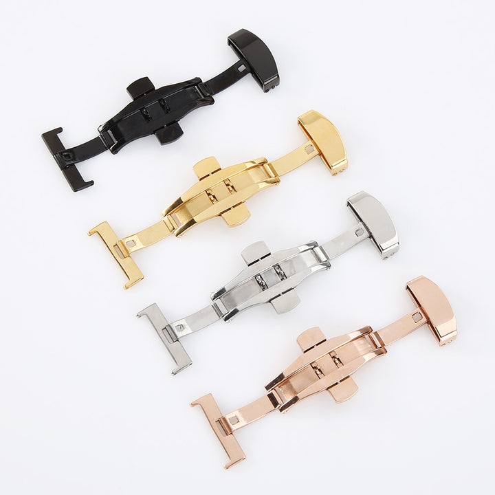 Stainless Steel Flip Lock Butterfly Deployment Clasp Watch Deployant Buckle Image 8