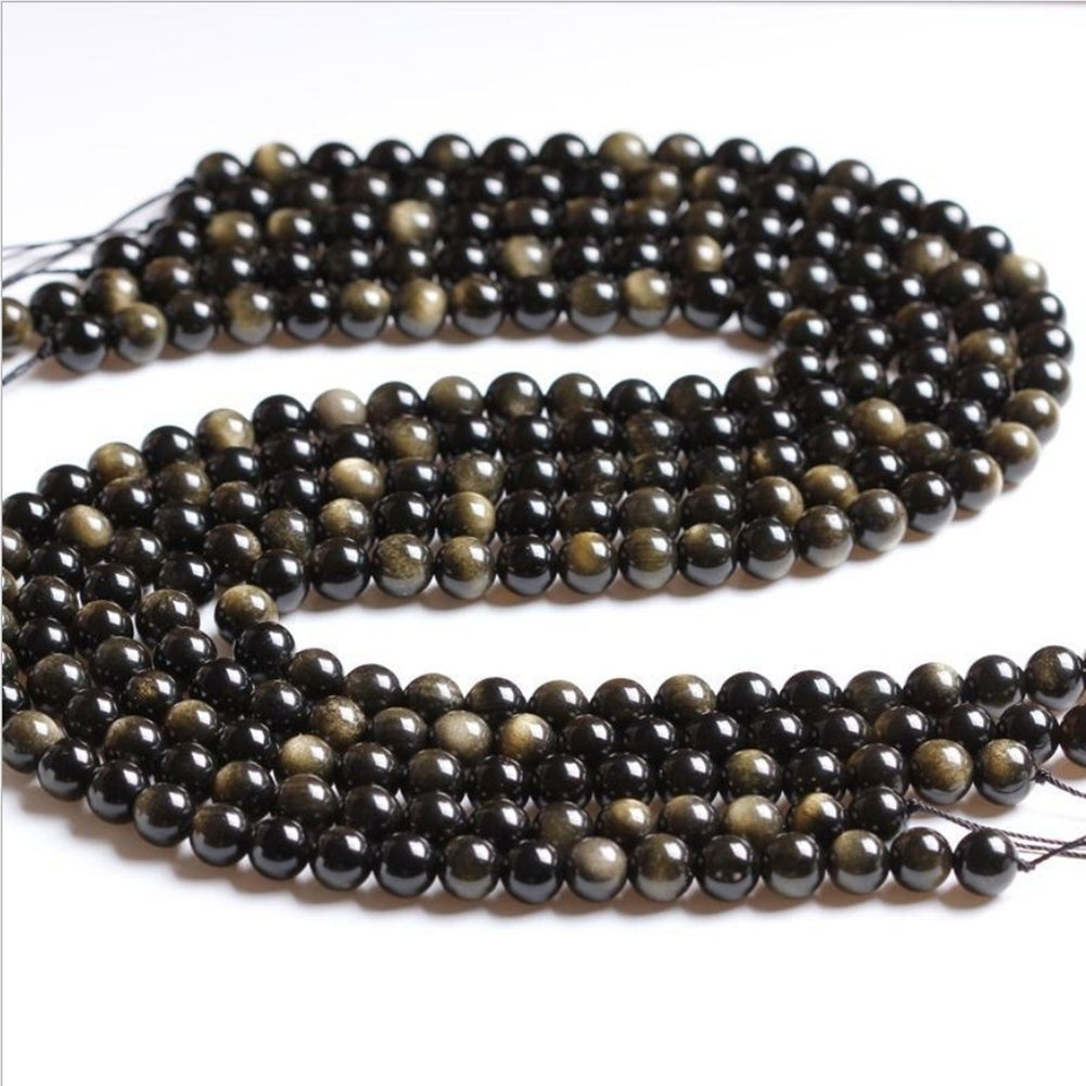 Gold Obsidian Loose Beads Handmade Accessories for Jewelry Making Bracelet DIY Image 3