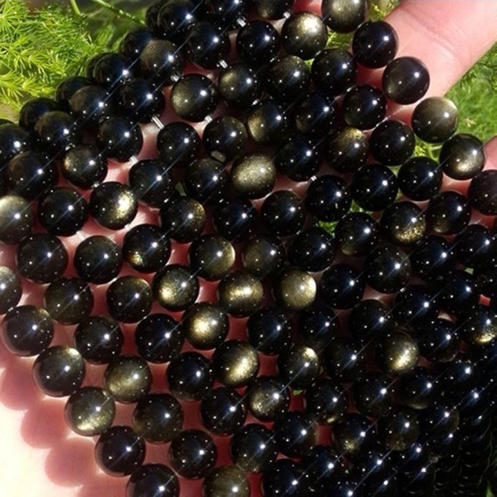 Gold Obsidian Loose Beads Handmade Accessories for Jewelry Making Bracelet DIY Image 4