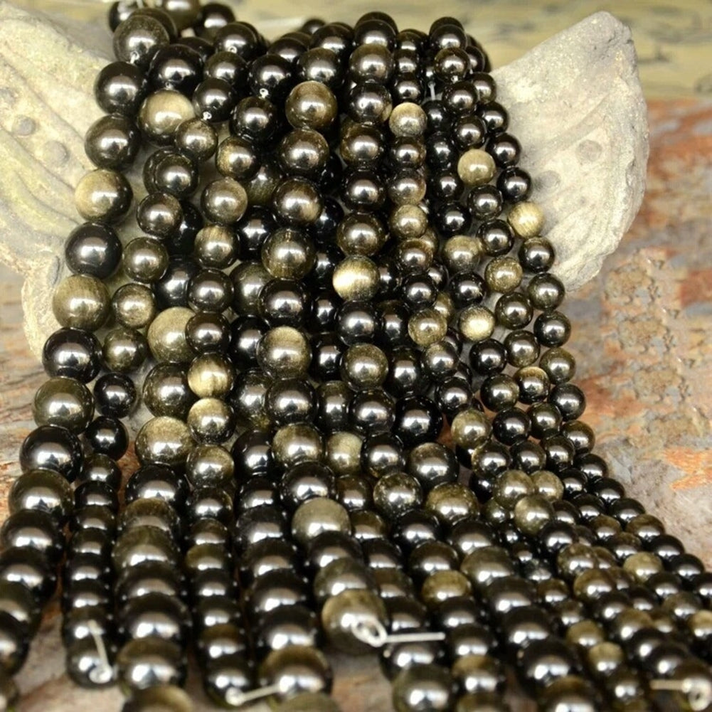 Gold Obsidian Loose Beads Handmade Accessories for Jewelry Making Bracelet DIY Image 4