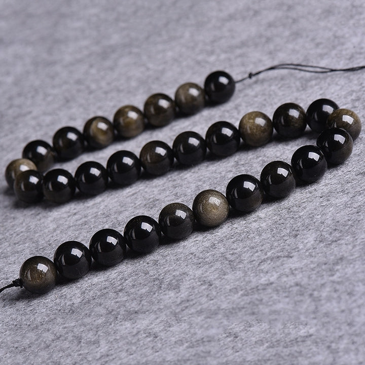 Gold Obsidian Loose Beads Handmade Accessories for Jewelry Making Bracelet DIY Image 6