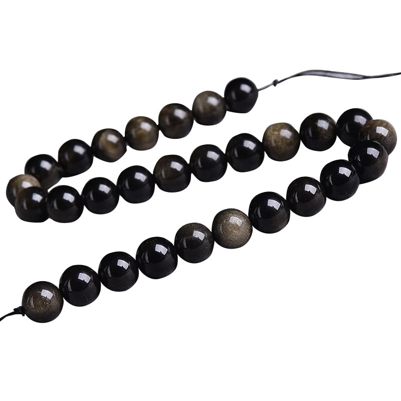 Gold Obsidian Loose Beads Handmade Accessories for Jewelry Making Bracelet DIY Image 1