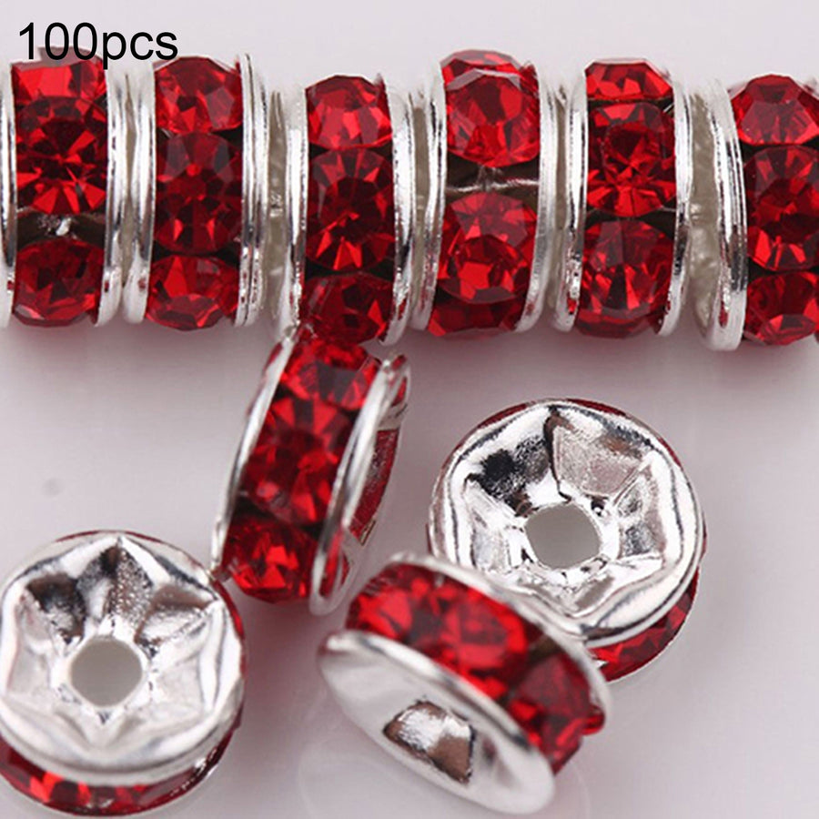 100 Pcs 6mm Shiny Glass Metal Rondelle Spacer Beads for DIY Jewelry Craft Making Image 1