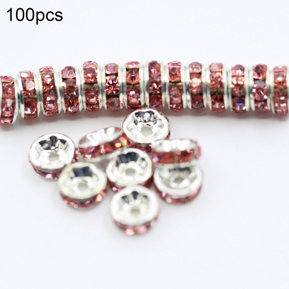 100 Pcs 6mm Shiny Glass Metal Rondelle Spacer Beads for DIY Jewelry Craft Making Image 2
