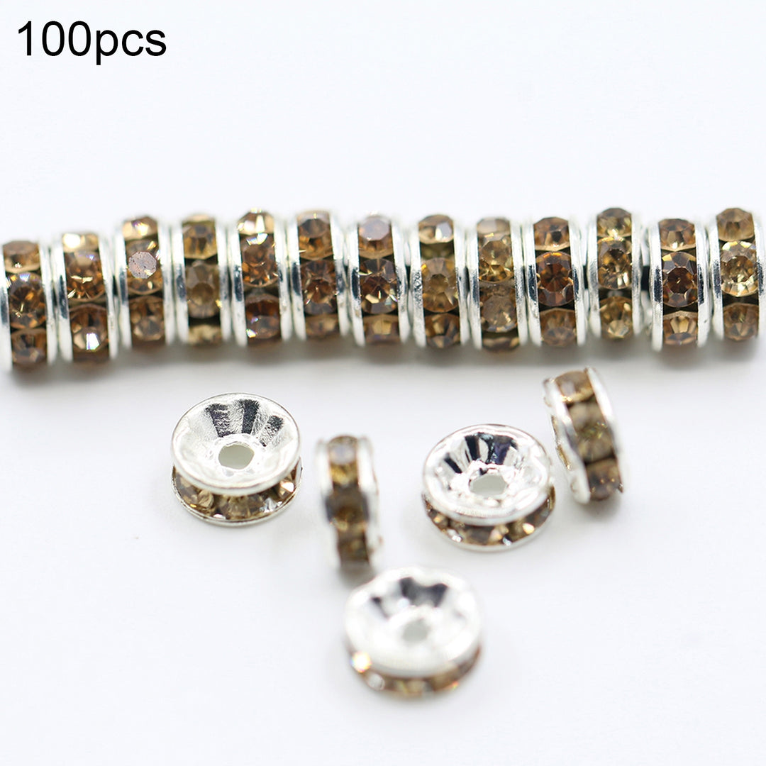 100 Pcs 6mm Shiny Glass Metal Rondelle Spacer Beads for DIY Jewelry Craft Making Image 3